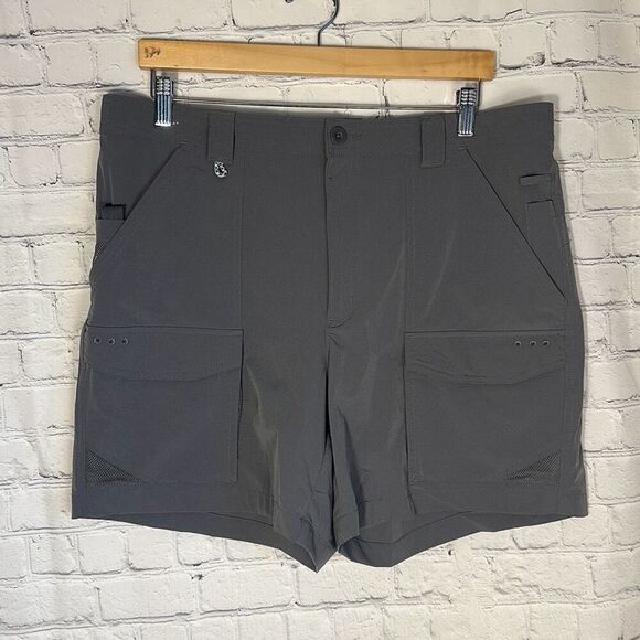 Columbia Shorts Mens Large Gray PFG Fishing Shorts Omni Shade Cargo Multipocket - Picture 1 of 9